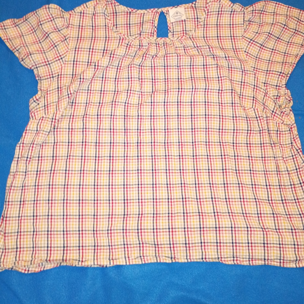 St. John's Bay Multicolor Plaid Blouse